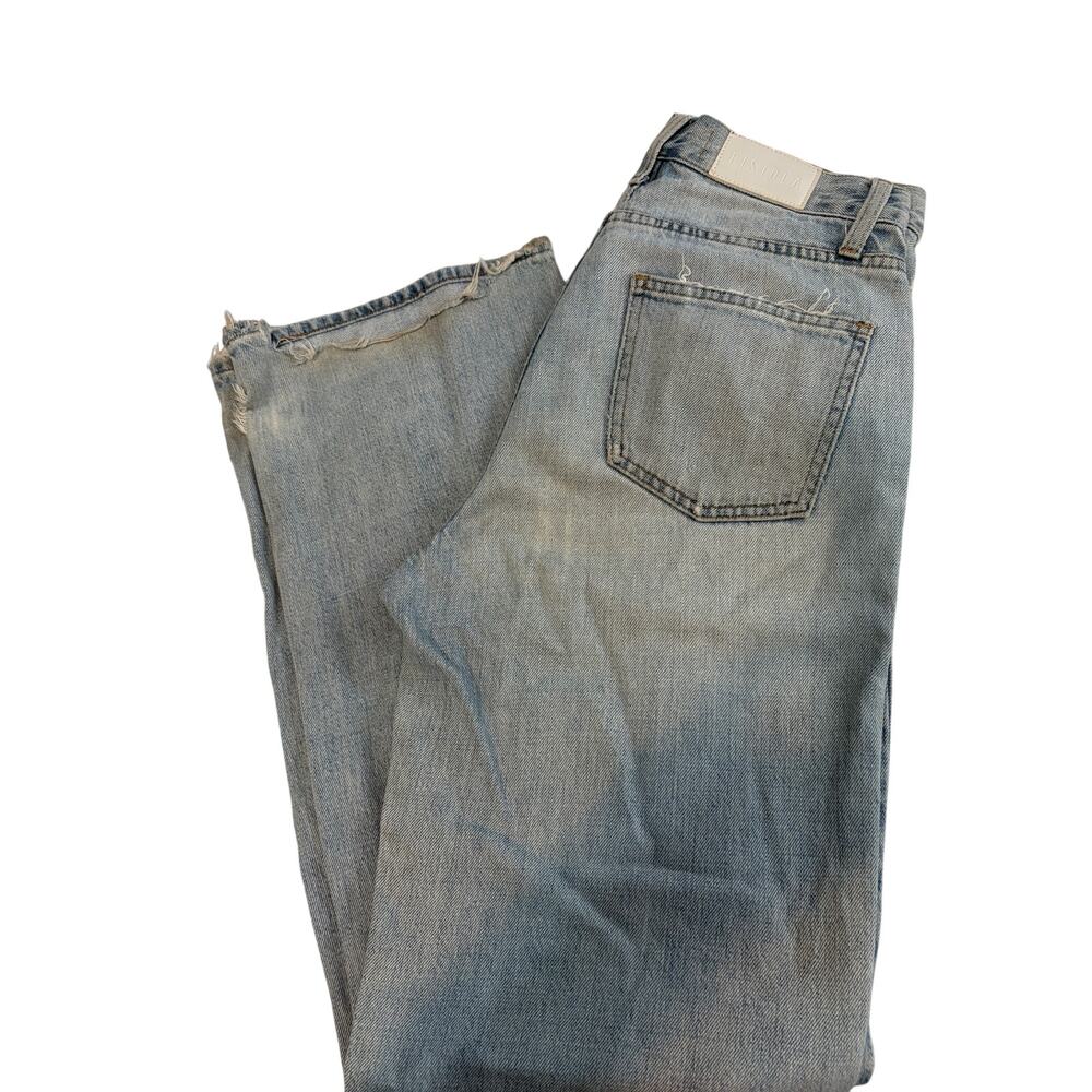 Pistola Nell Relaxed Straight Jeans 24 Light Wash Distressed Raw Hem Designer - Picture 5 of 10